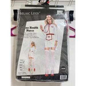 NWT Music legs Home Health nurse costume Size XS Sexy Fun White Red Adult